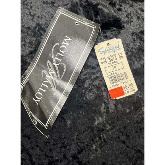 VTG Molly Malloy Velvet Dress 16 Black Crushed Velvet Beaded Whimsi Goth Witchy - Picture 14 of 14